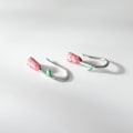 Pikkukuva 4 / 6: Sterling-hopeaiset tulppaankukka-klipsit naisille ja teinitytöille, vaaleanpunaiset kukkakorvakorut