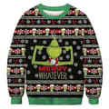 Dam Herr Par Jul Ful Jumper Tröja Grinch Tryck Rund Hals Pullover Tröja Långärmad Grön Monster C 2XL C 2XL