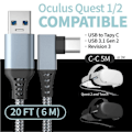 Miniatyrbilde 2 av 5: Link-kabel for Oculus Quest 2 - Rask lading og dataoverføring - USB C 3.2 Gen1 5 Gbps PD-overføringsladekabel - VR-headset Link-kabel Black 3M