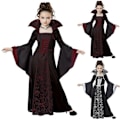 Miniatyrbilde 4 av 5: Jentekostyme for barn, Vampyrkostyme for Halloween, Hexe-kostyme, Vinrød, 140 cm wine red 150cm