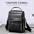 Miniatyrbillede 2 af 4: Herre Læder Cross Body Messenger Taske Skulder Håndtaske Rejse Arbejde Business Taske Light Brown