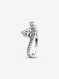 Pandora - Bølgete Pavé Hjertering - Sterlingsølv Circumference: 58mm