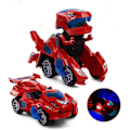 Miniatyrbild 1 av 4: Elektrisk automatisk dinosaurie transformerande bil med blinkande ljus och ljud för 3-7 år gamla pojkar flickor pedagogisk leksak födelsedag julklappar till barn Red