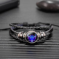 Miniatyrbild 1 av 5: 12 stjärntecken konstellation charm lysande armband män kvinnor mode flerskikts väv läder armband bangle födelsedagspresent Taurus