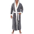 Miniatyrbillede 1 af 2: Mænd Lang Hættetrøje Badekåbe Blød Natkjole Robe Morgenkåbe Grey 2XL