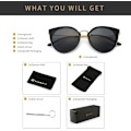 Miniatyrbilde 6 av 6: Kvinners Oversized Cat Eye Polariserte Solbriller Retro Anti-UV Solbriller -SGT969 Black Frame Glossy Finish/Grey Lens