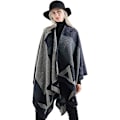 Miniatyrbild 5 av 5: Vinterhalsduk Sjal Poncho Cape - Dam Varm Öppen Framtill Tryckt Vändbar