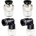 Miniatyrbillede 1 af 5: Yaju pneumatisk albue og lige rør kombination 1/4\" rør Od x 1/2\" Npt gevind trykforbindelsesfitting 6mm (4stk)