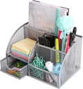 Skrivebordsorganisator/Skrivebordsoppbevaring i netting/Pennholder Multifunksjonell med 7 rom Silver