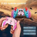 Miniatyrbild 4 av 5: Rosa elektrisk 4wd Rc stuntbil med ljus Bärbar dubbelsidig stunt tumbler bil leksak för barn pojkar flickor Barnens dag