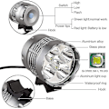 Miniatyrbilde 2 av 5: Sykkellys, 6000 lumen 5 LED sykkellys, vanntett terrengsykkellys foran med 6400 mAh oppladbart batteri, 3 moduser frontlykt plug  EU
