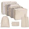 Pikkukuva 1 / 7: Matkatavaroiden järjestäjäsetti, matkatavarat - 7 kpl Beige