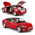 Pikkukuva 1 / 5: 1/32 Tesla Model X 90d SUV Leikkiautomalli Valettu Metalli Miniatyyri Ääni & Valo Vetotakaisin 1:32 Kokoelma Lahja Pojalle Lapselle TESLA MODEL S Red