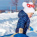 Miniatyrbilde 4 av 5: Lue for småbarn Vinter Dobbel Pom Pom Strikket Lue White