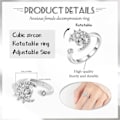 Miniatyrbild 2 av 5: 925 Silver Anti Stress Ångest Ring - Cubic Zirconia Sunflower Spinner Ring