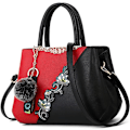 Miniatyrbillede 1 af 5: Dame Top-Handle Taske Skuldertaske Pom Pom Dekoration Damer Tote Taske Messenger Taske Rejse Vandtæt PU Læder (Rød A+ Pom Pom Dekoration)