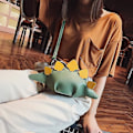 Miniatyrbild 6 av 7: Dinosaurie axelväska, PU Stegosaurus CrossBody väska för flickor kvinnor A-green