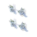 Miniatyrbilde 1 av 5: 4 stk. støvete blått corsage og knapphullsblomst sett, kunstige blomster til håndleddet