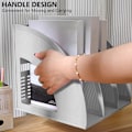 Miniatyrbillede 2 af 7: Skrivebordsfilarrangør, skrivebordsrum åbne magasinplast holdere rammer fildelere dokumentkabinet stativ display og opbevaringsarrangørboks Light Grey-3 Compartment