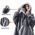 Oversized teppe med hette, portabelt lammevelur, komfortabelt teppe, grått Grey
