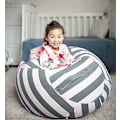 Miniatyrbilde 3 av 5: Oppbevaringssekk for utstoppede dyr i form av en sittepuff for barn 24 inches Grey lines