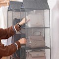Miniatyrbillede 5 af 5: Dww-2 stk. Taske Opbevaring, Sko Garderobe Organizer, Hængende Opbevaringstaske, Foldbar Garderobe Organizer til Tasker, Taskeholder til Skab