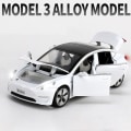 Pikkukuva 1 / 5: 1:32 Tesla Model X Model 3 Model S Model Y Metalliauto Diecast Leluleluauto Ääni ja valo Lapsilelu Lelut Pojalle Lahja Model 3 White