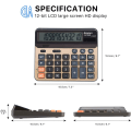 Miniatyrbillede 2 af 5: Kalkulator 12 Cifre Lcd Display Standard Funktion Skrivebordslommeregnere Med Store Computertaster Dobbelt Drevet Solcelledrevet Kontorlommeregner Champaign Guld Farve