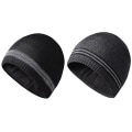 Miniatyrbillede 1 af 5: Vinterhue til mænd - Beanie-hue - Varm og blød - Foret hue til kvinder - Sort+sort Black*charcoal gray