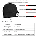 Miniatyrbillede 2 af 5: Led-belyst Beanie-hue til Børn. Genopladelig 4 Led Hovedlampehue. Strikket Vinter
