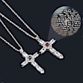 Miniatyrbilde 3 av 5: 2 stk Kryssprojeksjonshalskjede Choker Krystallkryss Herrens bønn Krysshalskjede For Venner Fars Gave
