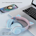 Pikkukuva 3 / 5: Bt029c Bluetooth-yhteensopiva kuuloke Gradient Glowing Ergonomically Comcompatibletable Foldable Hifi Stereo Music Irrotettavalla mikrofonilla Cute Cat Ear Wirele Pink