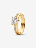 Pandora - Dobbel Ring med Hjerte - 14k gullforgylling Circumference: 52mm