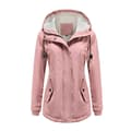 Sherpafodrad varm vinterjacka för dam, tung parkas med huva rosa M Pink M