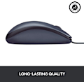 Miniatyrbild 6 av 7: Logitech B100 Trådbunden USB-mus, 3 knappar, optisk spårning, ambidextrös PC/Mac/bärbar dator -