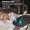 Miniatyrbillede 4 af 7: LED trådløs mus, slank genopladelig trådløs lydløs mus, 2.4G bærbar USB optisk trådløs computermus med USB-modtager til notesbog, pc, bærbar computer Black
