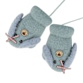 Miniatyrbild 3 av 4: Baby och småbarn varma vantar magiska stretchvantar handskar på snöre pojkar flickor stickade vantar tjockna fleecefoder nyfödda vantar helfingerhandskar