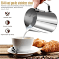 Miniatyrbillede 4 af 5: Mælkekande, 350ml+600ml Håndholdt Rustfrit Stål Skummende Kande, Kaffe Flødekande Mælkeskummer
