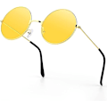 Pikkukuva 7 / 7: Pyöreät Hippie-lasit Retro Ruusukulta Kehykselliset Aurinkolasit Karkkiväriset Vintage-lasit Ihastuttavat Katu- ja Juhlalasit Teini-ikäisille Tytöille Naisille Yellow