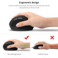 Miniatyrbillede 7 af 8: Ergonomisk Mus, Trådløs Mus Genopladelig Vertikal Mus med USB-modtager, 2,4 GHz Trådløs Mus, 6 Knapper, Justerbar DPI 800/1200/1600 Black