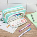 Miniatyrbillede 4 af 5: Abrikos Blyantsæske med Rum Stor Blyantsæske Multifunktion Blyantpose Preppy Blyantpose Stationery Organiser Æstetiske Makeuptasker Green