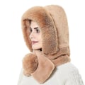 Miniatyrbilde 1 av 3: Vinter varm pelslue med øreklaffer kvinner tykk hette hette dame utendørs vindtett myk fluffy luer for kvinner russisk stil Kahki