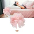 Miniatyrbilde 2 av 5: Bordlampe med strutsfjær, oppladbar, moderne, romantisk dekorasjonslampe, soveromslampe, nattbordslampe for hjemmedekorasjon Pink