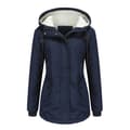 Sherpafodrad varm vinterjacka för dam, tung parkas med huva Navy L Navy L
