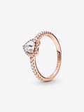 Pandora - Glitrende Elevated Heart Ring - 14k rosegullforgylling Circumference: 54mm