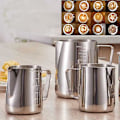 Miniatyrbillede 5 af 5: Mælkekande, 350ml+600ml Håndholdt Rustfrit Stål Skummende Kande, Kaffe Flødekande Mælkeskummer