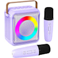 Miniatyrbilde 1 av 8: Karaoke-leker for barn og voksne med 2 mikrofoner, bærbar karaoke-maskin med LED-lys og stemmeendringseffekter, gaver for barn i alderen 3-18 år Purple 2 Mic