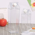 Miniatyrbild 1 av 5: Mjölkkartong Vattenflaska Genomskinlig Fyrkantig Mjölkflaskor Plast Läckagesäker Kopp 1000ml, Återanvändbar Transparent Mjölk Kartong Vattenflaska 2pcs-500ml