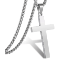 Miniatyrbild 1 av 5: Kors Halsband för Män Pojkar Kvinnor 16-24 Tum Rostfritt Stål Korshänge Kedja Religiös Present Silver 24 Inches