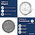 Miniatyrbilde 4 av 5: Analogt innendørs/utendørs værbarometerstasjon med ramme i rustfritt stål Inkluderer barometer, hygrometer og termometer Flere farger tilgjengelig Gold